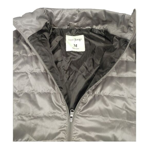 WOMEN'S GRAY WEST LOOP PACKABLE LONG SLEEVE LIGHT WEIGHT QUILTED PUFFER JACKET. - Picture 5 of 10